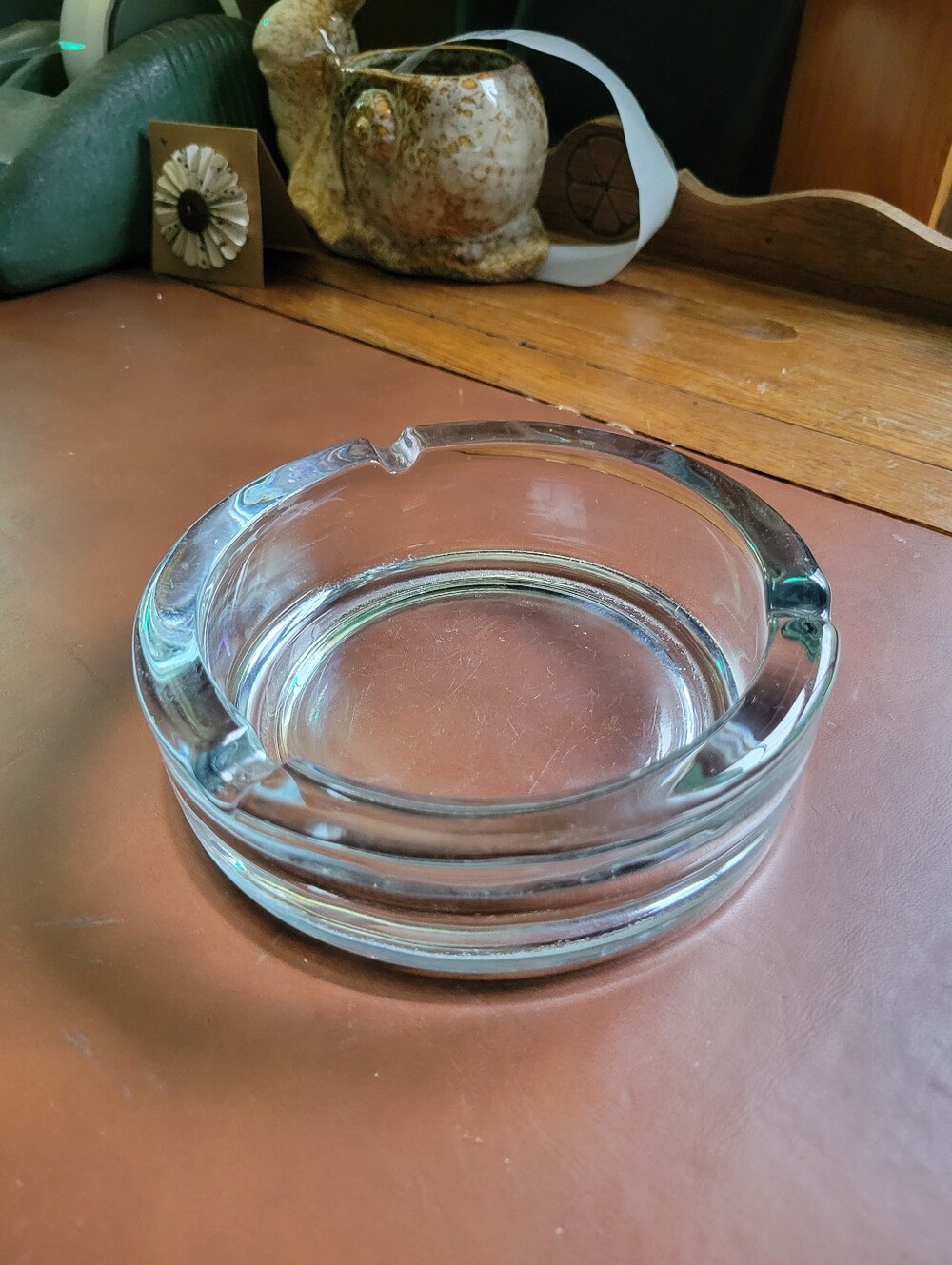 Massive 5.75" HEAVY Clear Glass Ashtray